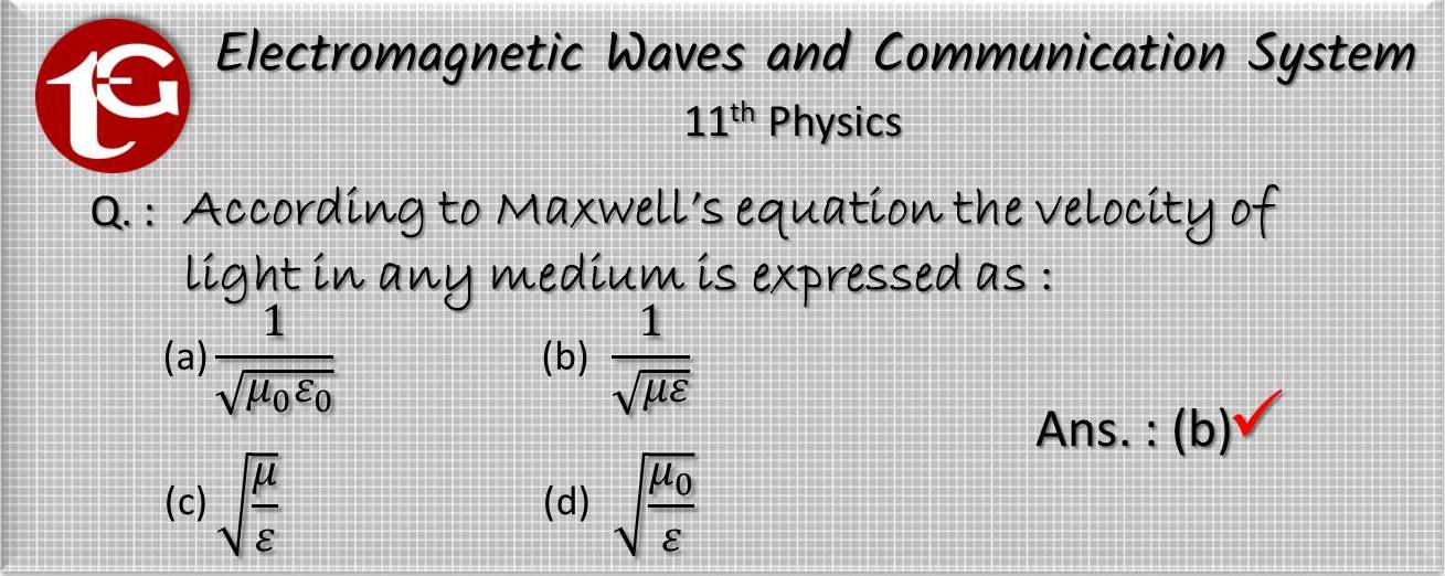TG-Electromagnetic Waves and Communication System - 11th Physics